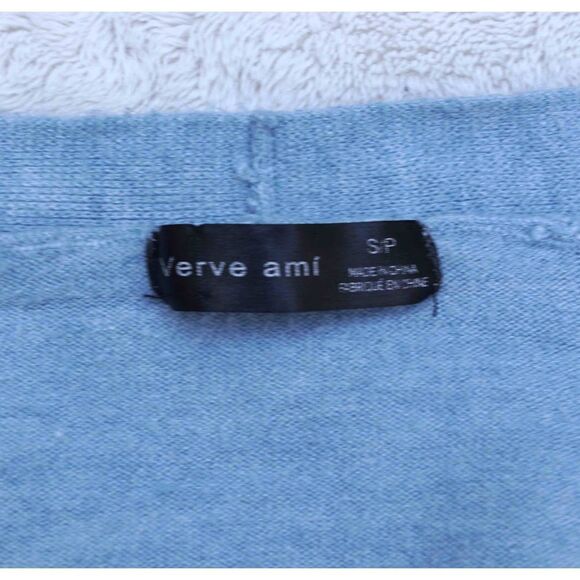 Verve Ami Soft Light Blue Ribbed Open Knit Cardigan Sweater - Picture 4 of 7